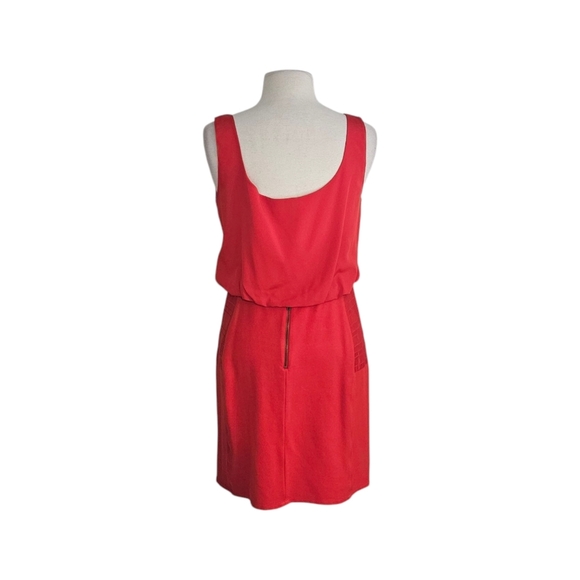 Gianni Bini Red-Orange Scoop Neck Blouson Mini Dress - Picture 3 of 7